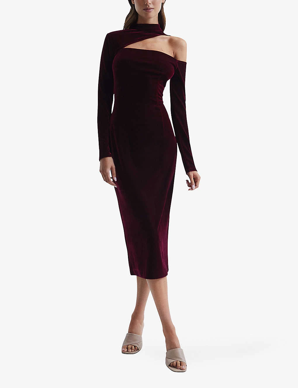 Reiss Tatiana Cut-out Stretch-velvet Midi Dress 2 Reiss Tatiana Cut-out Stretch-velvet Midi Dress - Image 2
