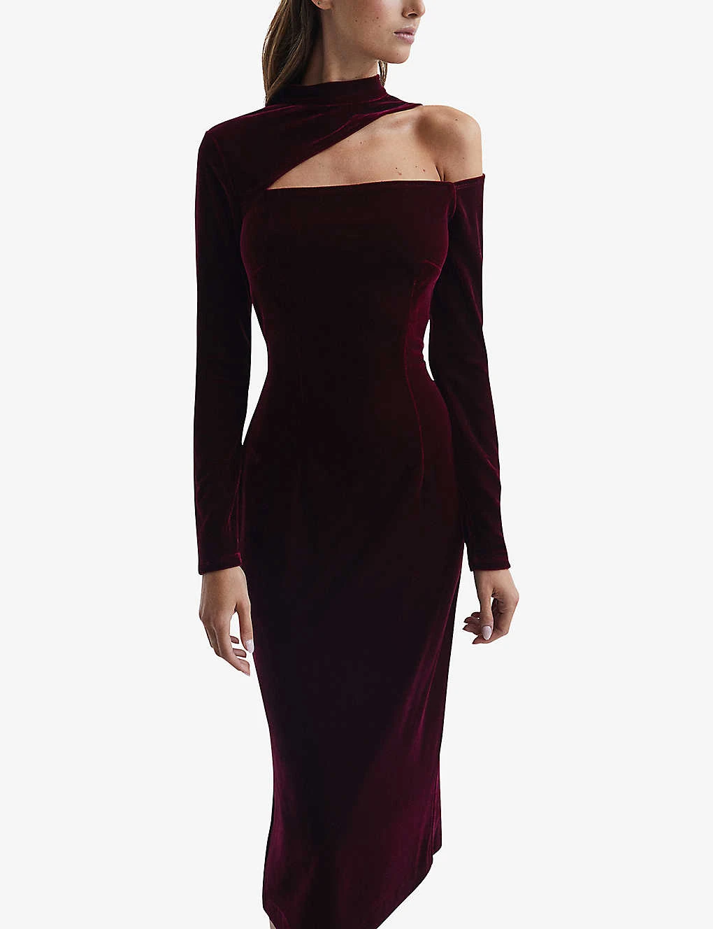 Reiss Tatiana Cut-out Stretch-velvet Midi Dress 3 Reiss Tatiana Cut-out Stretch-velvet Midi Dress - Image 3