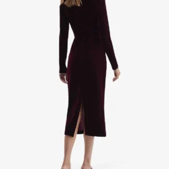 Reiss Tatiana Cut-out Stretch-velvet Midi Dress 9 Reiss Tatiana Cut-out Stretch-velvet Midi Dress -Outlet Pique Style Store R03939102 BURGUNDY ALT03