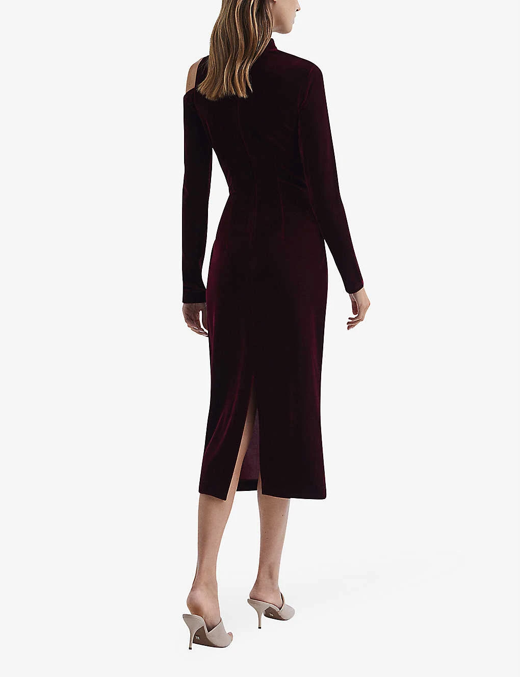 Reiss Tatiana Cut-out Stretch-velvet Midi Dress 4 Reiss Tatiana Cut-out Stretch-velvet Midi Dress - Image 4