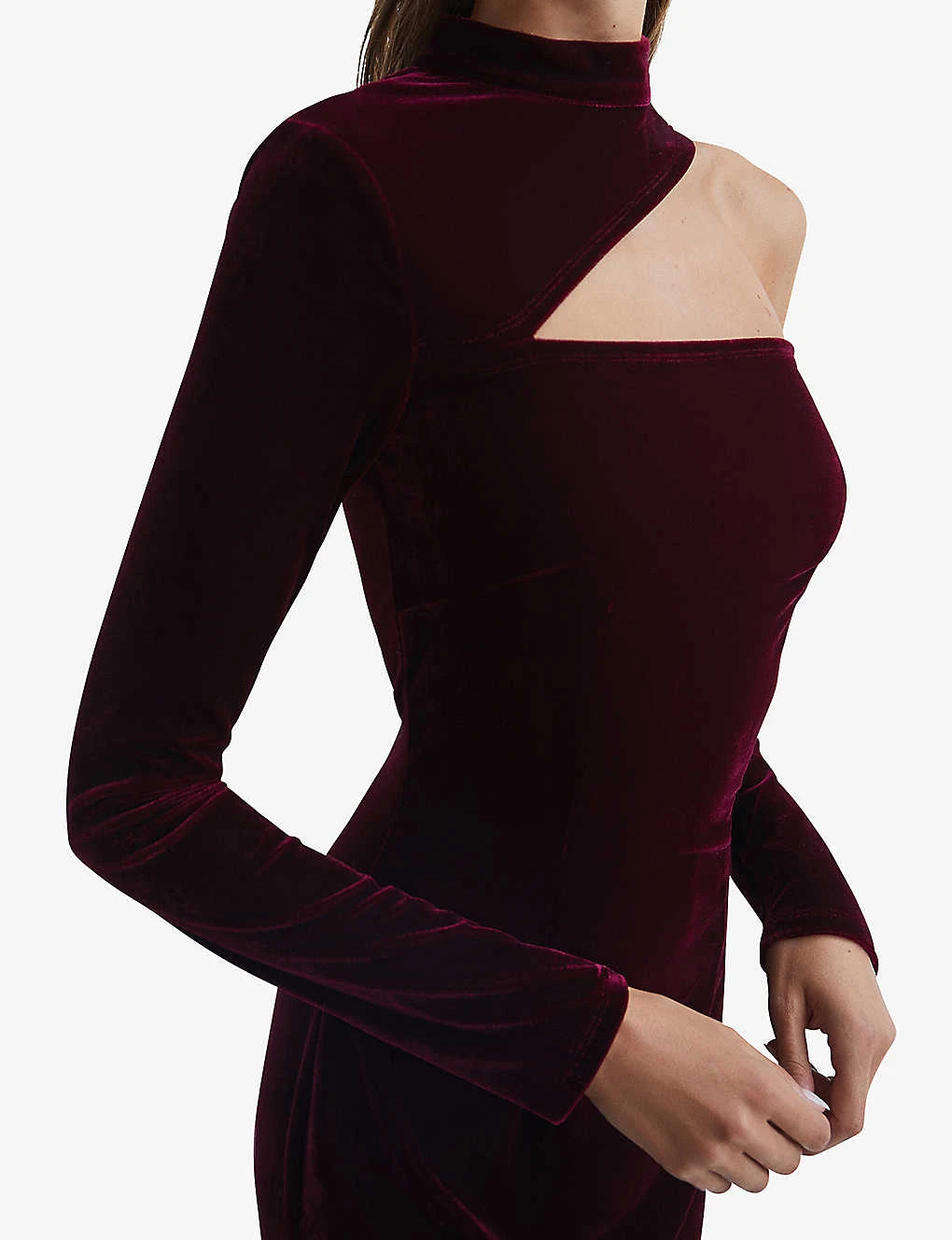 Reiss Tatiana Cut-out Stretch-velvet Midi Dress 5 Reiss Tatiana Cut-out Stretch-velvet Midi Dress - Image 5