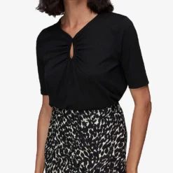 Whistles Kirby Keyhole-detail Jersey T-shirt 7 Whistles Kirby Keyhole-detail Jersey T-shirt -Outlet Pique Style Store R03939564 BLACK ALT02