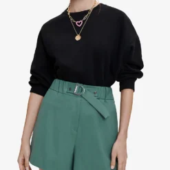 Maje Ivillette High-rise Tailored Stretch-woven Shorts -Outlet Pique Style Store R03947587 VERTS ALT02