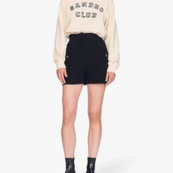 Sandro Cadaques High-rise Tweed Shorts -Outlet Pique Style Store R03947973 NOIRGRIS ALT03