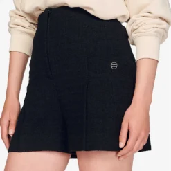 Sandro Cadaques High-rise Tweed Shorts -Outlet Pique Style Store R03947973 NOIRGRIS ALT04