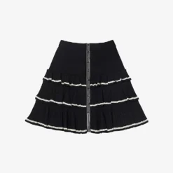 Sandro Camia Ruffled-hem Stretch-knit Mini Skirt