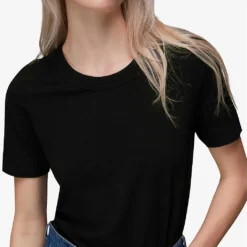 Whistles Rosa Double-trim Cotton T-shirt -Outlet Pique Style Store R03948409 BLACK ALT04
