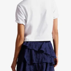 Ted Baker Carmyn Floral-embossed Cotton T-shirt -Outlet Pique Style Store R03952661 WHITE ALT03