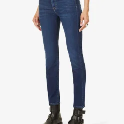 7 For All Mankind Roxanne Slim-fit Mid-rise Stretch Denim Jeans -Outlet Pique Style Store R03955414 RINSEDINDIGO ALT02