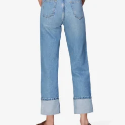 Whistles Authentic Alba Upturned-hem Straight High-rise Regular-fit Organic-denim Jeans -Outlet Pique Style Store R03955555 BLUE ALT03