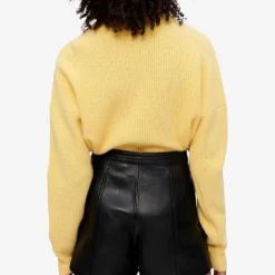 Maje Imori Mid-rise Leather Shorts -Outlet Pique Style Store R03958327 NOIRGRIS ALT03