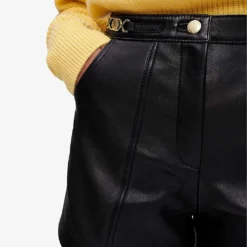 Maje Imori Mid-rise Leather Shorts -Outlet Pique Style Store R03958327 NOIRGRIS ALT04