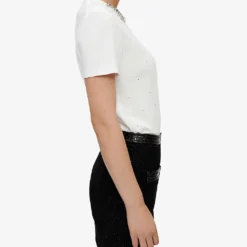 Maje Rocky Embellished Cotton T-shirt -Outlet Pique Style Store R03958793 BLANC ALT02