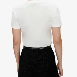 Maje Rocky Embellished Cotton T-shirt -Outlet Pique Style Store R03958793 BLANC ALT03