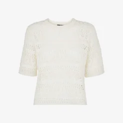 Whistles Elvie Crochet Cotton T-shirt
