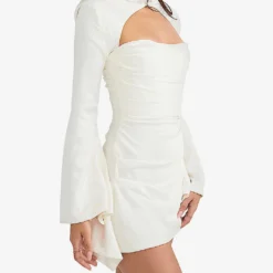 Toira Long-sleeved Corseted Satin Mini Dress -Outlet Pique Style Store R03959986 IVORY ALT02