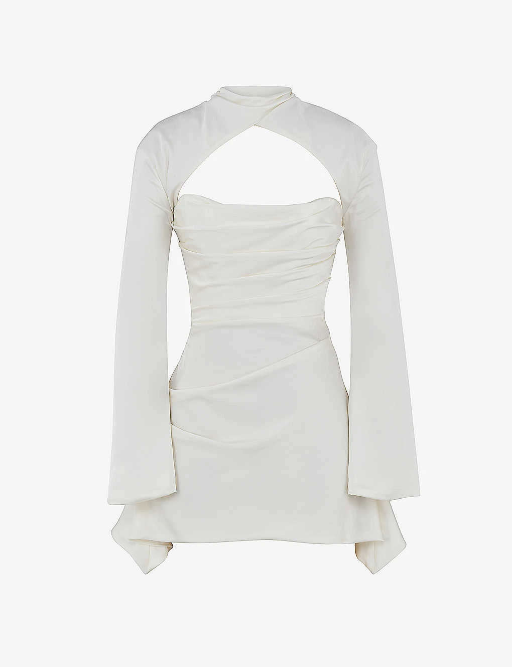 Toira Long-sleeved Corseted Satin Mini Dress