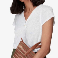 Whistles Cada Linen Cotton-blend T-shirt -Outlet Pique Style Store R03964329 WHITE ALT01