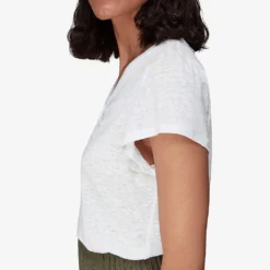 Whistles Cada Linen Cotton-blend T-shirt -Outlet Pique Style Store R03964329 WHITE ALT02