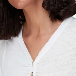 Whistles Cada Linen Cotton-blend T-shirt -Outlet Pique Style Store R03964329 WHITE ALT05