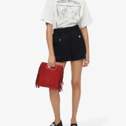 Maje Ilena Pinstripe High-rise Stretch-woven Shorts -Outlet Pique Style Store R03968990 NOIRGRIS ALT01