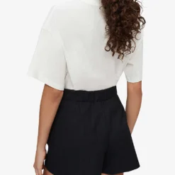 Maje Ilena Pinstripe High-rise Stretch-woven Shorts -Outlet Pique Style Store R03968990 NOIRGRIS ALT03