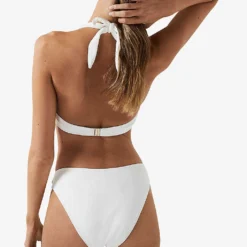 Reiss Iris Gold-tone Button Stretch-nylon Bikini Top -Outlet Pique Style Store R03970329 WHITE ALT03