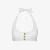 Reiss Iris Gold-tone Button Stretch-nylon Bikini Top