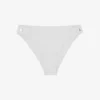 Reiss Iris Gold-tone Button Stretch-nylon Bikini Bottoms
