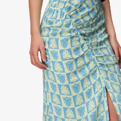 Whistles Cleo Ruched Detail Woven Midi Skirt -Outlet Pique Style Store R03970829 MULTICOLOURED ALT02