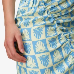 Whistles Cleo Ruched Detail Woven Midi Skirt -Outlet Pique Style Store R03970829 MULTICOLOURED ALT04