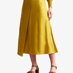 Ted Baker Jaune Tied-waist High-waisted Woven Midi Skirt -Outlet Pique Style Store R03971506 MIDYELLOW ALT02