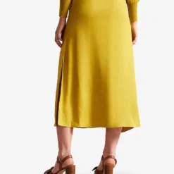 Ted Baker Jaune Tied-waist High-waisted Woven Midi Skirt -Outlet Pique Style Store R03971506 MIDYELLOW ALT03