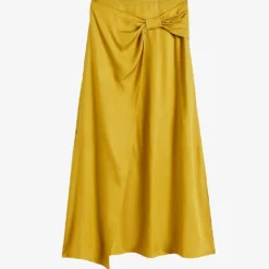 Ted Baker Jaune Tied-waist High-waisted Woven Midi Skirt