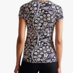 Ted Baker Rosali Floral-print Stretch-woven T-shirt 7 Ted Baker Rosali Floral-print Stretch-woven T-shirt -Outlet Pique Style Store R03971518 DKNAVY ALT03
