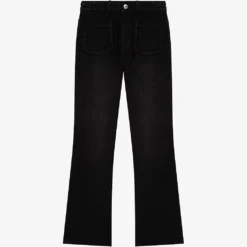 Maje Palune Flared Cropped Stretch-denim Jeans