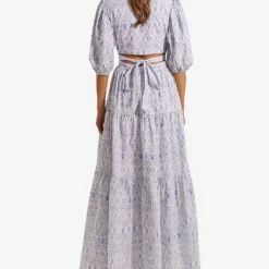 By Malina Sienna Cut-out Cotton Maxi Dress -Outlet Pique Style Store R03973277 CAPRICORALSAZURE ALT03