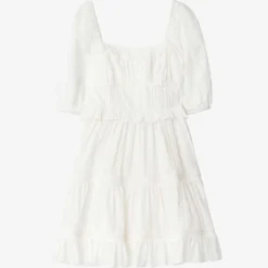 By Malina Alessia Puff-shoulder Cotton Mini Dress