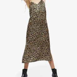 THE KOOPLES Leopard-print Silk Slip Midi Dress 6 THE KOOPLES Leopard-print Silk Slip Midi Dress -Outlet Pique Style Store R03977050 LEO01 ALT01