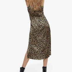 THE KOOPLES Leopard-print Silk Slip Midi Dress 8 THE KOOPLES Leopard-print Silk Slip Midi Dress -Outlet Pique Style Store R03977050 LEO01 ALT03
