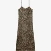 THE KOOPLES Leopard-print Silk Slip Midi Dress