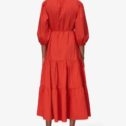 Whistles Nelly Organic Cotton Trapeze Dress -Outlet Pique Style Store R03977505 RED ALT03