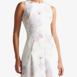 Ted Baker Puxie Floral-print Woven Mini Dress -Outlet Pique Style Store R03980015 NATURAL ALT02