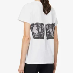 Alexander McQueen Corset-print Cotton-jersey T-shirt -Outlet Pique Style Store R03980605 WHITEBLACK ALT03