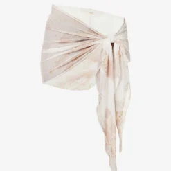 Asymmetric Abstract-print Woven Mini Skirt