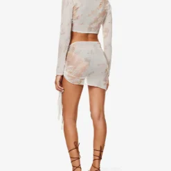 Asymmetric Abstract-print Woven Top -Outlet Pique Style Store R03994085 MARBLESAND ALT03