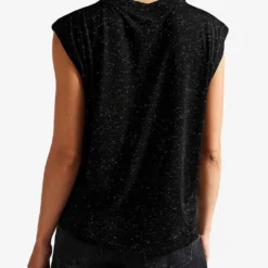 Ted Baker Sheryil Twisted-neck Metallic-fibre Vest -Outlet Pique Style Store R03995505 BLACK ALT03