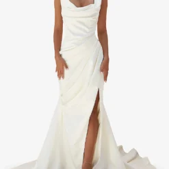 Delphine Sleeveless Satin Maxi Dress -Outlet Pique Style Store R03998257 IVORY ALT02