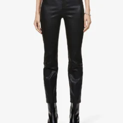 Paige Cindy Slim-fit Mid-rise Leather Jeans -Outlet Pique Style Store R04002436 BLACK ALT02