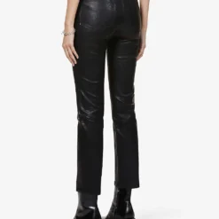 Paige Cindy Slim-fit Mid-rise Leather Jeans -Outlet Pique Style Store R04002436 BLACK ALT03
